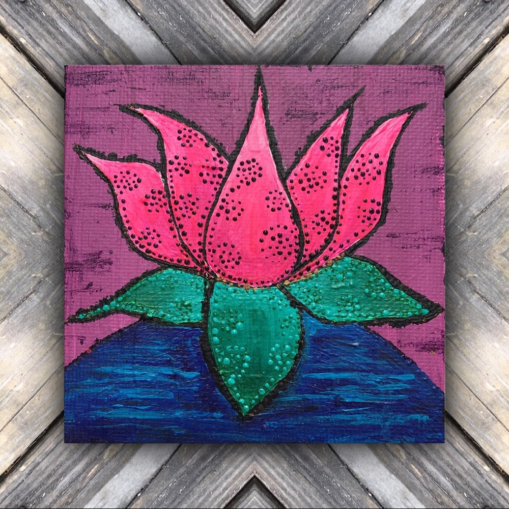 ❗️HP❗️Pink Lotus Canvas Painting